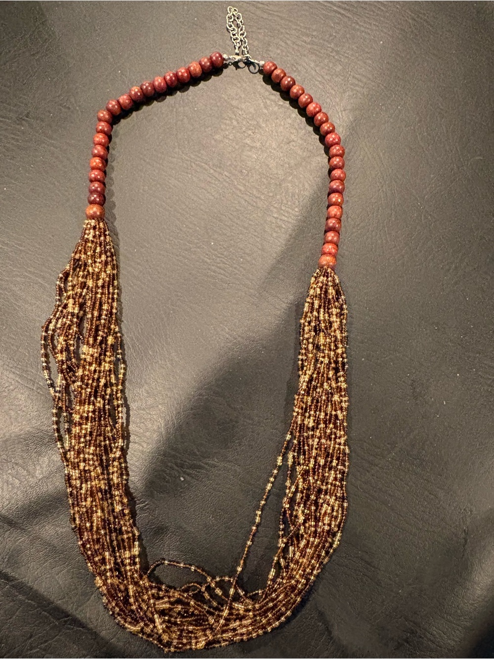 Multi-Strand Brown Beaded Necklace - Unbranded